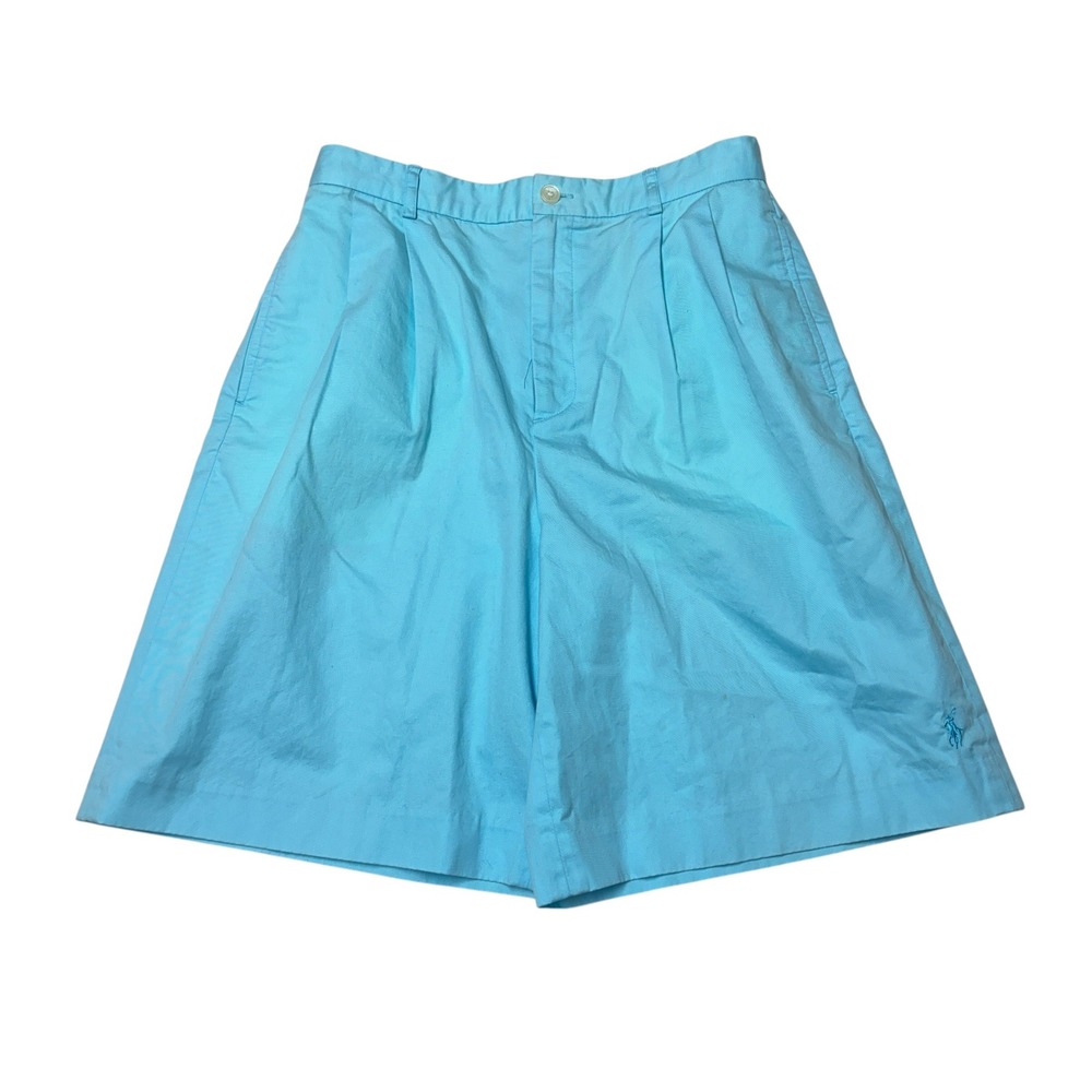 Ralph Lauren Golf Shorts Womens 28X8 Waist Bright Blue Pleated Cotton Twill Pony